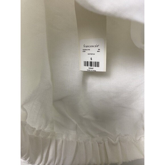 Mi Ami Francesca's White Paula Off The Shoulder Eyelet Ruffle Crop Blouse Size S - Picture 7 of 13